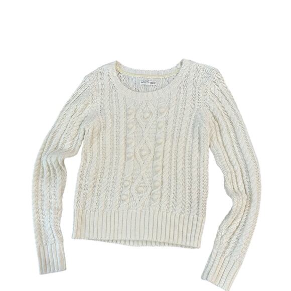 Aeropostale Cream Cable Knit Sweater Cream Chunky Knit Pullover | Small - - Picture 5 of 5